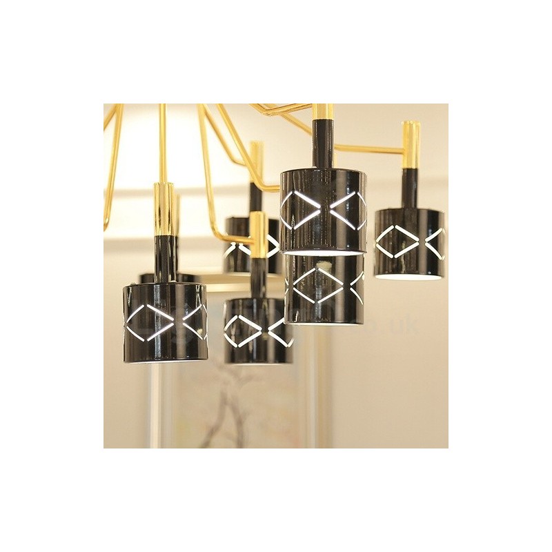 Lustre moderno contemporâneo de aço de 12 luzes com cúpula de aço