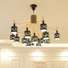 Lustre moderno contemporâneo de aço de 15 luzes com cúpula de aço