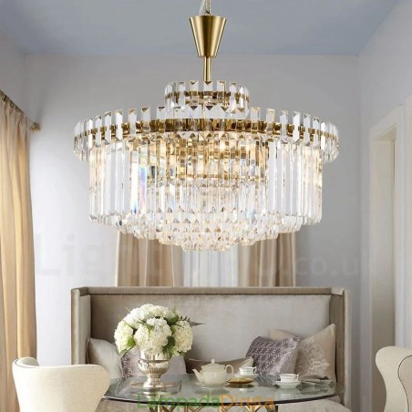 Luminária pendente moderna contemporânea de aço com 9 luzes e cúpula de cristal Luminária pendente moderna contemporânea de aço com 9 luzes e cúpula de cristal