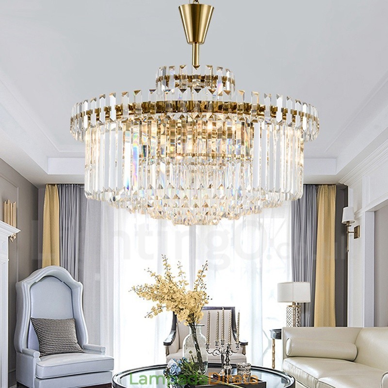 Luminária pendente moderna contemporânea de aço com 9 luzes e cúpula de cristal