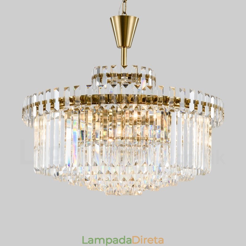 Luminária pendente moderna contemporânea de aço com 9 luzes e cúpula de cristal
