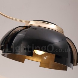 Lustre moderno contemporâneo de aço com 3 luzes e cúpula de acrílico