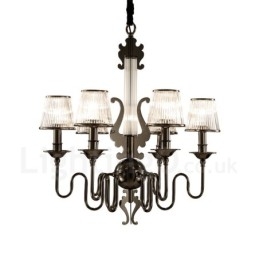 Lustre moderno contemporâneo de aço com 6 luzes e cúpula de acrílico