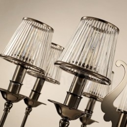 Lustre moderno contemporâneo de aço com 15 luzes e cúpula de acrílico