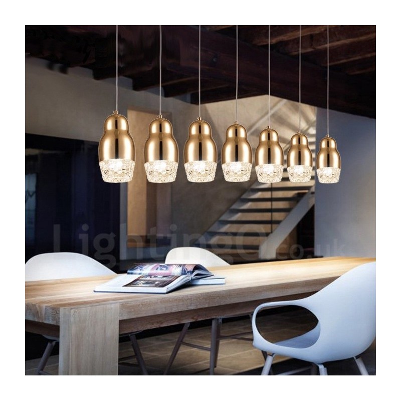Luminária pendente moderna contemporânea de liga de alumínio com 1 luz e sombra de acrílico