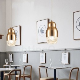 Luminária pendente moderna contemporânea de liga de alumínio com 1 luz e sombra de acrílico