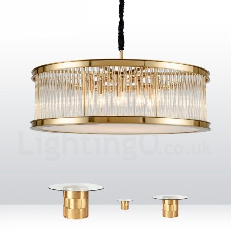 Luminária pendente moderna contemporânea de aço com 8 luzes e cúpula de acrílico cristalino Luminária pendente moderna contemporânea de aço com 8 luzes e cúpula de acrílico cristalino