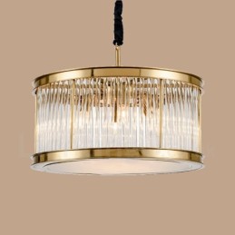 Luminária pendente moderna contemporânea de aço com 8 luzes e cúpula de acrílico cristalino