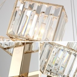 Luminária pendente moderna contemporânea de aço com 10 luzes e cúpula de cristal