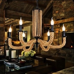 Lustre de corda retrô Lâmpada de ferro