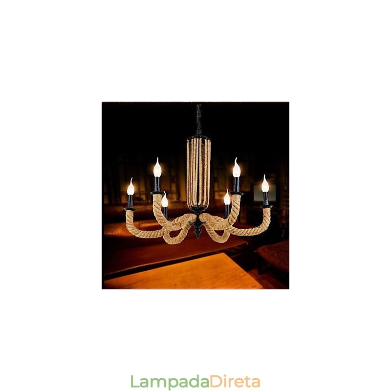 Lustre de corda retrô Lâmpada de ferro