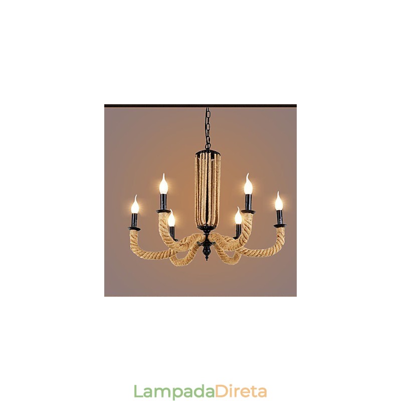 Lustre de corda retrô Lâmpada de ferro