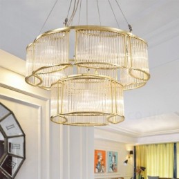 Luminária pendente moderna contemporânea de aço com 11 luzes e cúpula de cristal