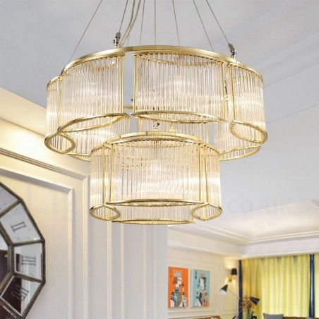 Luminária pendente moderna contemporânea de aço com 11 luzes e cúpula de cristal Luminária pendente moderna contemporânea de aço com 11 luzes e cúpula de cristal