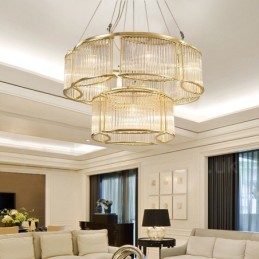 Luminária pendente moderna contemporânea de aço com 11 luzes e cúpula de cristal