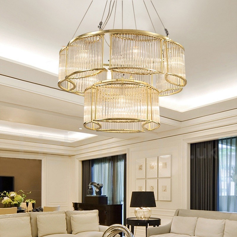 Luminária pendente moderna contemporânea de aço com 11 luzes e cúpula de cristal