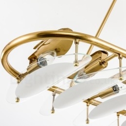 Luminária pendente moderna contemporânea de latão com 9 luzes e cúpula de vidro