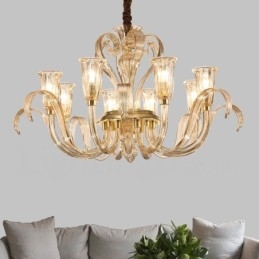 Lustre de vidro moderno e contemporâneo de 8 luzes com cúpula de vidro