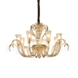 Lustre de vidro moderno e contemporâneo de 8 luzes com cúpula de vidro