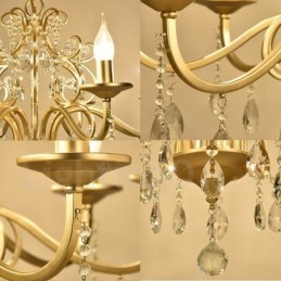 Lustre de cristal de aço rústico Lodge 8 luzes com cúpula de tecido