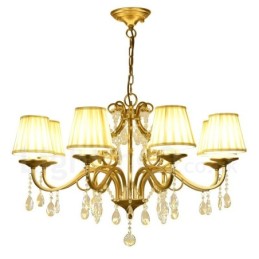 Lustre de cristal de aço rústico Lodge 8 luzes com cúpula de tecido