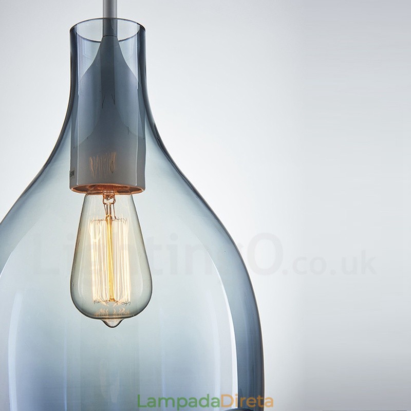 Luminária pendente de vidro moderna contemporânea com 1 luz e cúpula de vidro