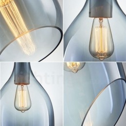 Luminária pendente de vidro moderna contemporânea com 1 luz e cúpula de vidro