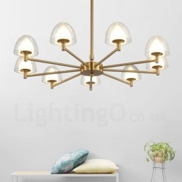 Lustre de metal moderno e contemporâneo de 9 luzes com cúpula de acrílico