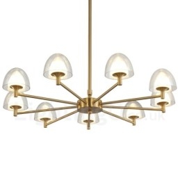 Lustre de metal moderno e contemporâneo de 9 luzes com cúpula de acrílico