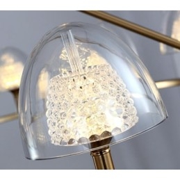 Lustre de metal moderno e contemporâneo de 9 luzes com cúpula de acrílico