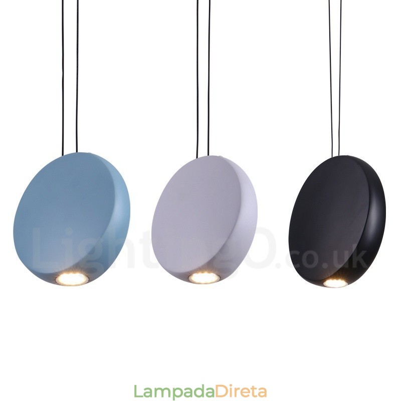 Luminária pendente moderna contemporânea de liga de alumínio com 1 luz e sombra de liga de alumínio