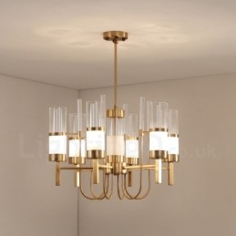 Lustre de aço moderno contemporâneo rústico Lodge 6 luzes com cúpula de vidro