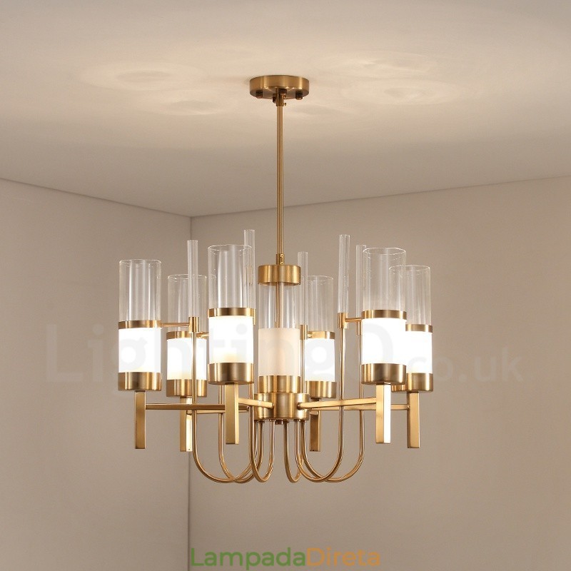 Lustre de aço moderno contemporâneo rústico Lodge 6 luzes com cúpula de vidro