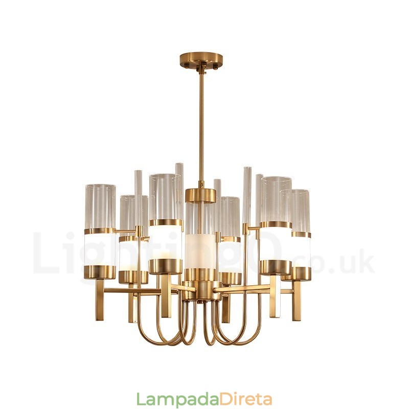 Lustre de aço moderno contemporâneo rústico Lodge 6 luzes com cúpula de vidro