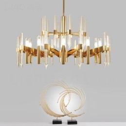 Lustre moderno contemporâneo de liga de alumínio de 18 luzes com cúpula de cristal