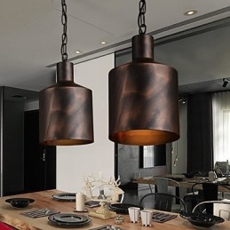 Lustre rústico Lodge Drum Metal Pendant Light