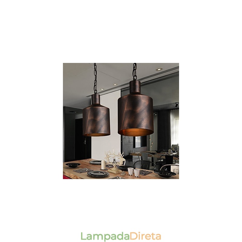 Lustre rústico Lodge Drum Metal Pendant Light