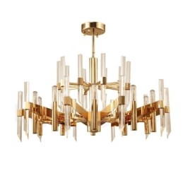 Lustre moderno contemporâneo de liga de alumínio de 18 luzes com cúpula de cristal