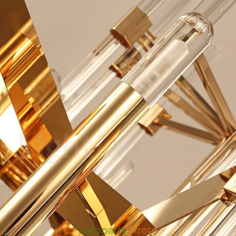 Lustre moderno contemporâneo de liga de alumínio de 18 luzes com cúpula de cristal