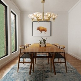 Lustre moderno contemporâneo de liga de alumínio com 6 luzes e cúpula de vidro