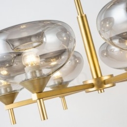 Lustre moderno contemporâneo de liga de alumínio com 6 luzes e cúpula de vidro