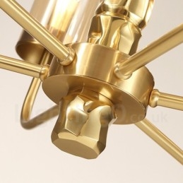 Lustre moderno contemporâneo de latão com 10 luzes e cúpula de vidro