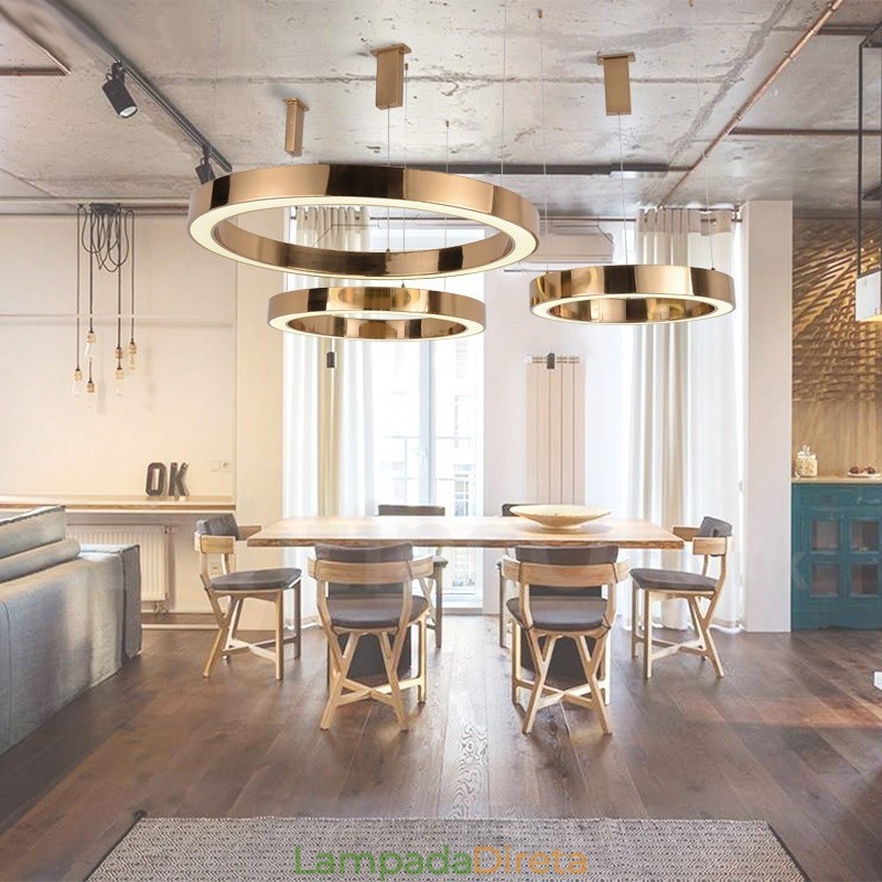 Luminária pendente moderna contemporânea de aço com 1 luz e cúpula de acrílico