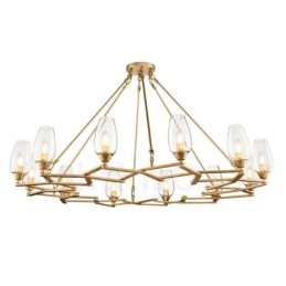 Luminária pendente moderna contemporânea de aço com 12 luzes e cúpula de vidro