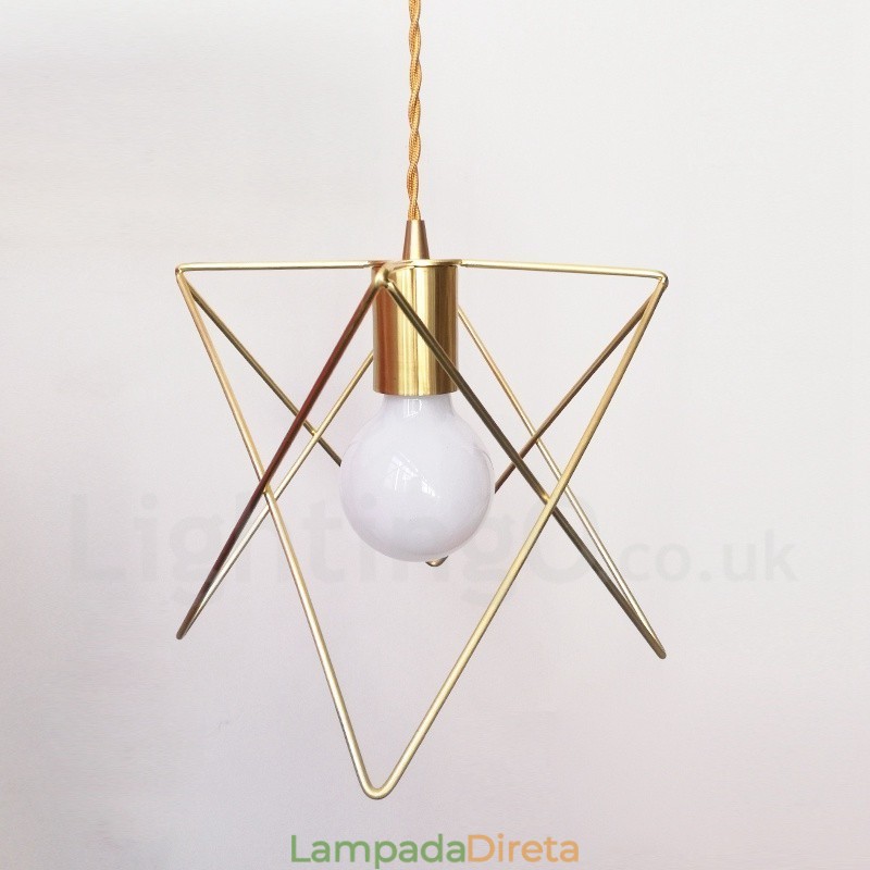 Luminária pendente moderna contemporânea de aço com 1 luz e abajur