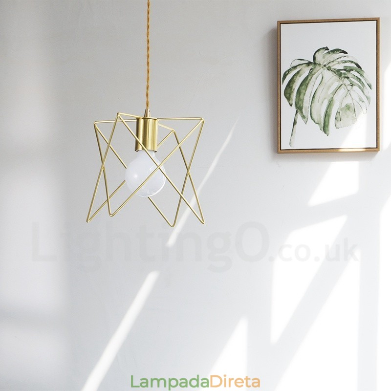 Luminária pendente moderna contemporânea de aço com 1 luz e abajur