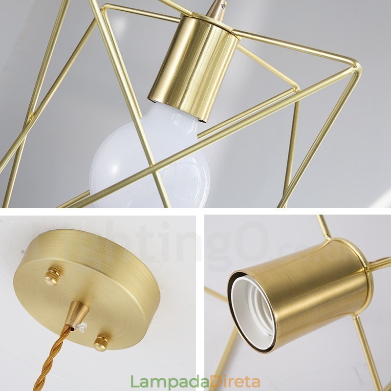Luminária pendente moderna contemporânea de aço com 1 luz e abajur