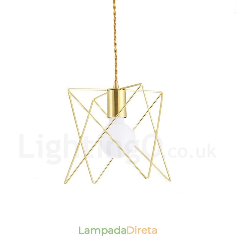 Luminária pendente moderna contemporânea de aço com 1 luz e abajur