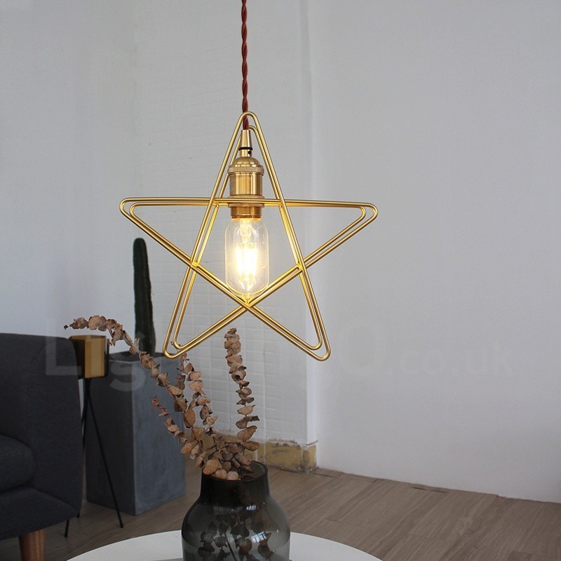 Luminária pendente moderna contemporânea de latão com 1 luz e abajur