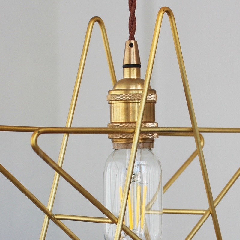 Luminária pendente moderna contemporânea de latão com 1 luz e abajur